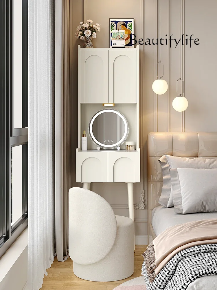 French cream white dresser simple modern bedroom small apartment makeup table 2024 new high-end storage cabinet