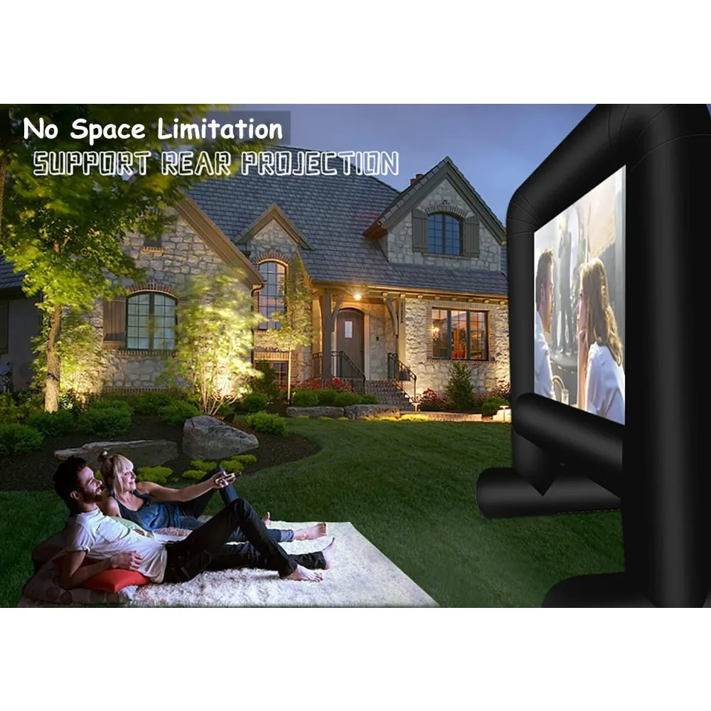 

16 FT Outdoor Inflatable Projector Screen – One-Piece Design, Easy Setup Blow-Up Screen with Quiet Fan