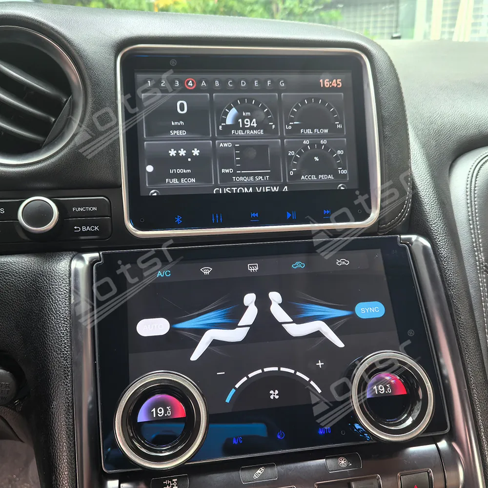 8.0 inch+9.0 inch Car Radio For Nissan GTR 2007-2015 Multimedia Player GPS Navigation DSP Car Accessories Air Conditioner panel