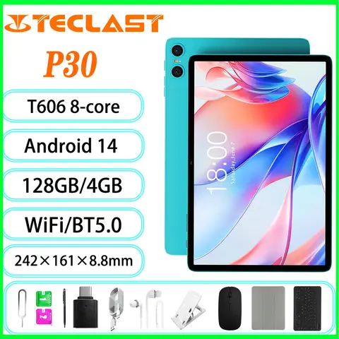 Teclast P30 2024 Tablet Allwinner T606 8 núcleos 1,8 GHz 12GB(4GB+8GB)RAM/128GB ROM/10,1 pulgadas 1280×800iPS WIFI 6000mAh tipo C 5MP + 2M