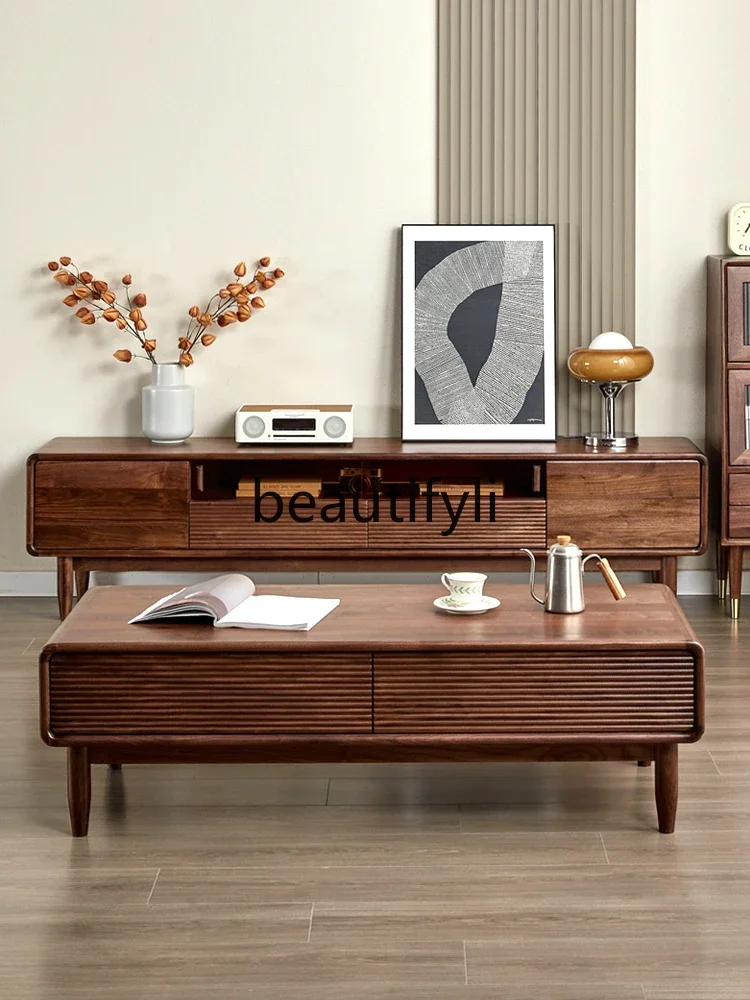 

A50 North American black walnut coffee table log modern Nordic Japanese coffee table tea table combination