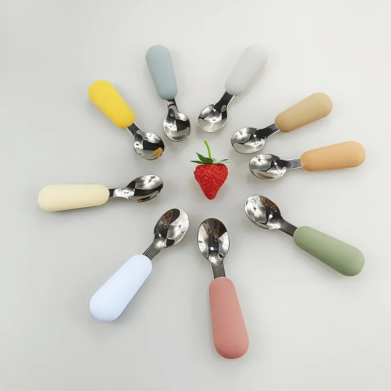 2-piece set Baby Gadgets Tableware Set ChildrenUtensilStainlessSteelToddlerDinnerwareCutleryCartoon InfantFoodFeedingSpoonFork