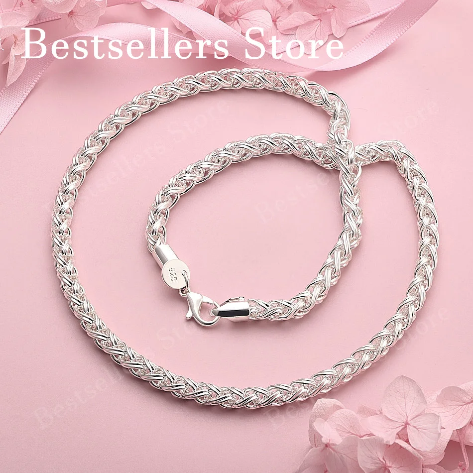 925 Sterling Silver Exquisite Braided Necklace Men Women Fashion Party Engagement Gift Accessories