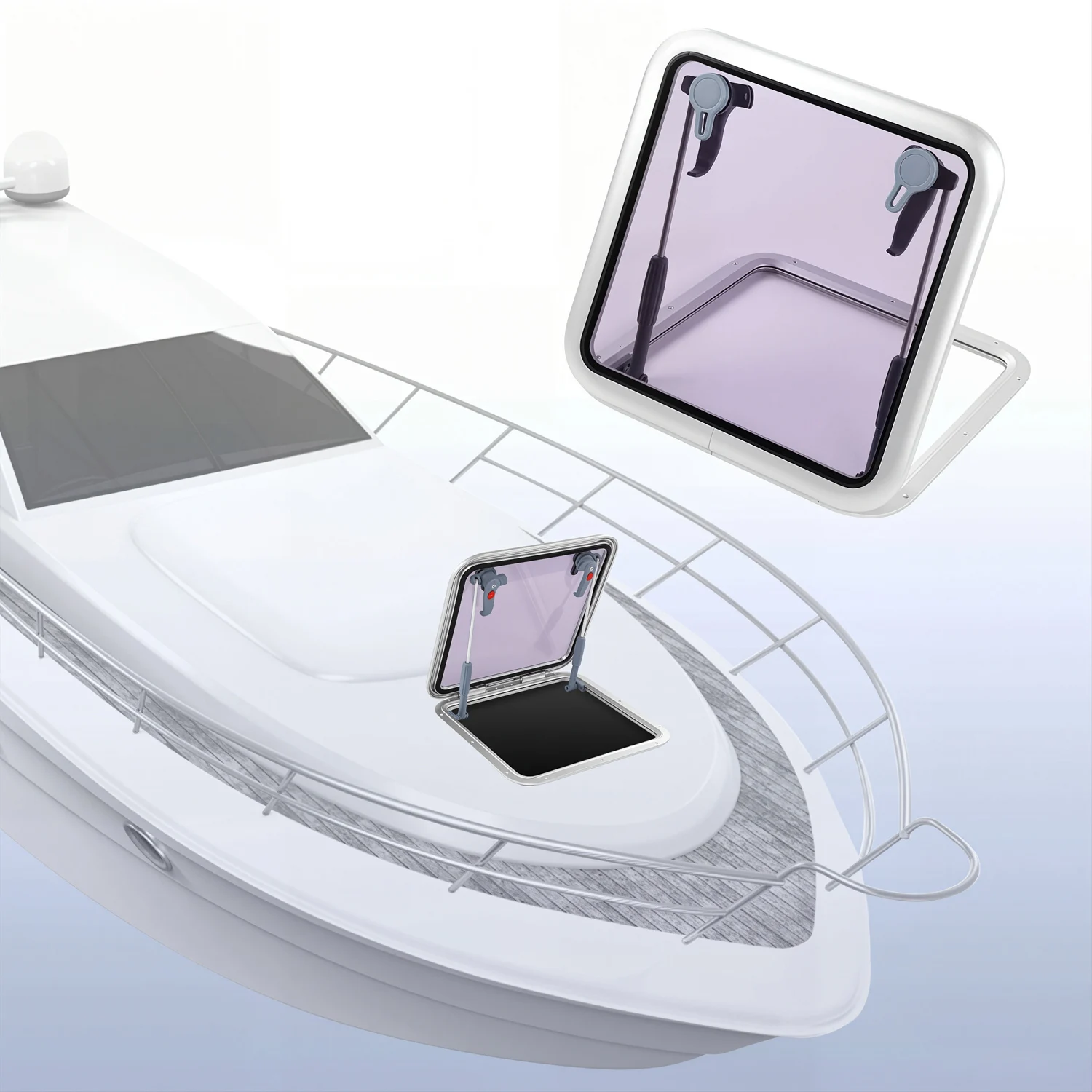 19.69in-24.69in Marine Skylights & Deck Hatches – Push-Out Hatch Doors, Aluminum RV Windows, Various Shapes for Boats & Yachts