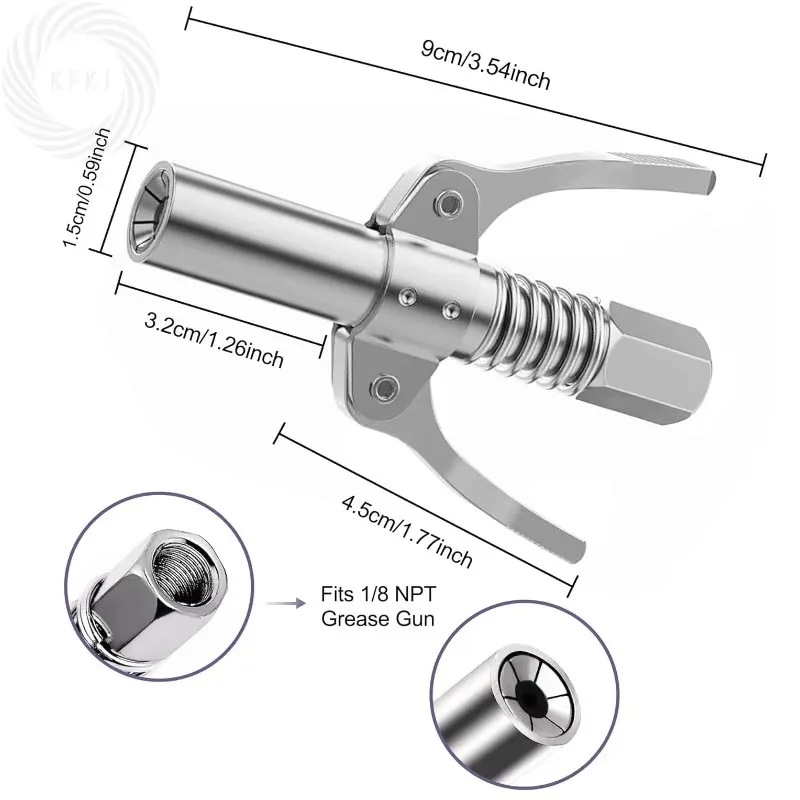 

Hot For High Pressure Grease Gun Coupler 10000 PSI 1/8 NPT Lock-on Nozzle Lubricant Tip Automotive Repair Accessories