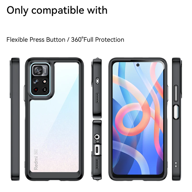 For Cover Redmi Note 11S 5G Case Redmi Note 11S 5G Capas Shockproof Phone Bumper New Transparent Clear Fundas Redmi Note 11S 5G