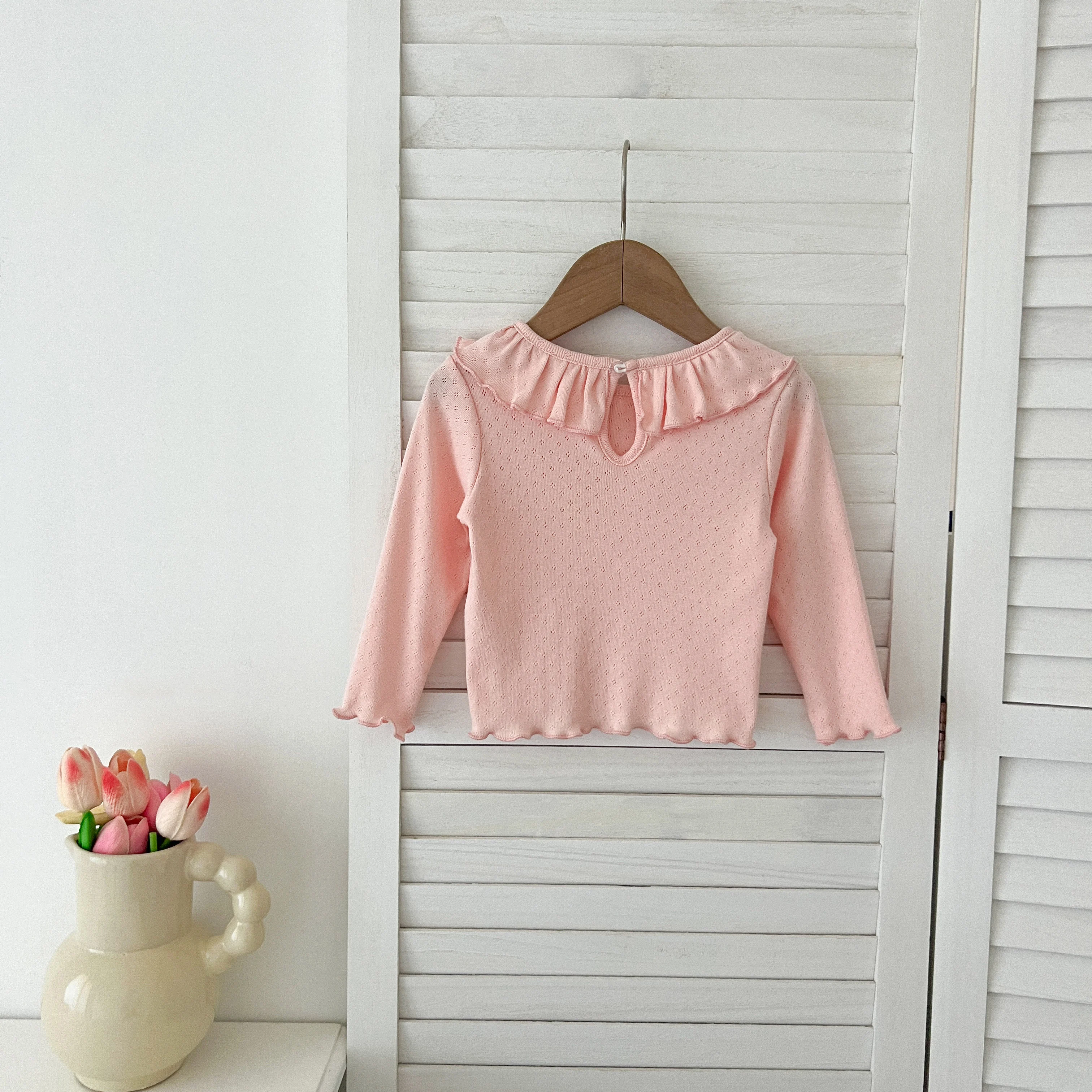 1-6Yrs Baby Kleidung Frühling Infant Mädchen Langarm T-shirts Spitze Lotus Kragen Prinzessin Kinder Bodenbildung Shirt Kleinkind Baumwolle Tops – Detail 28