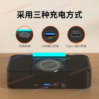 2025 new wireless charging bluetooth speaker dual speaker loud radio colorful bedside clock alarm clock