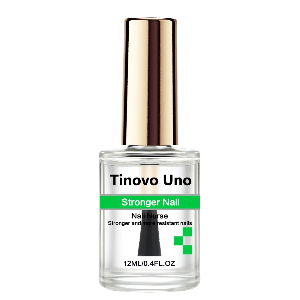 Tinovo Uno Stronger Nail Strengthener Clear Natural Dry Nail Hardener Bright Oil Polish Top Coat do naprawy cienkich, miękkich paznokci