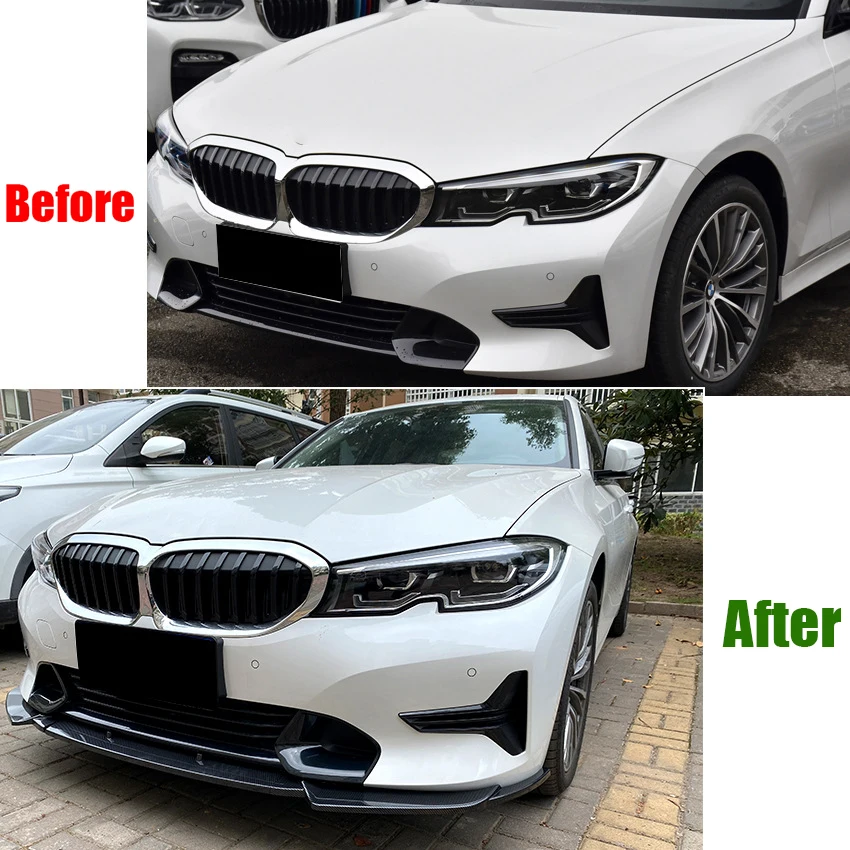 For BMW 3 Series G20 G21 320i 325i 2019-2022 Car Front Bumper Splitter Chin Lip Spoiler Diffuser Guard Body Kit Tuning Protector