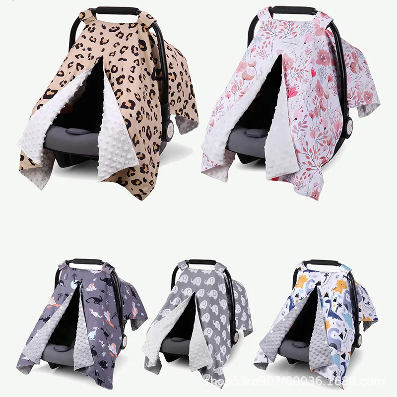 

Multi-use Baby Car Seat Cover Canopy, Breathable Nursing Cover for Breastfeeding, Stretchy Infant Carseat Canopy with Minky Dot