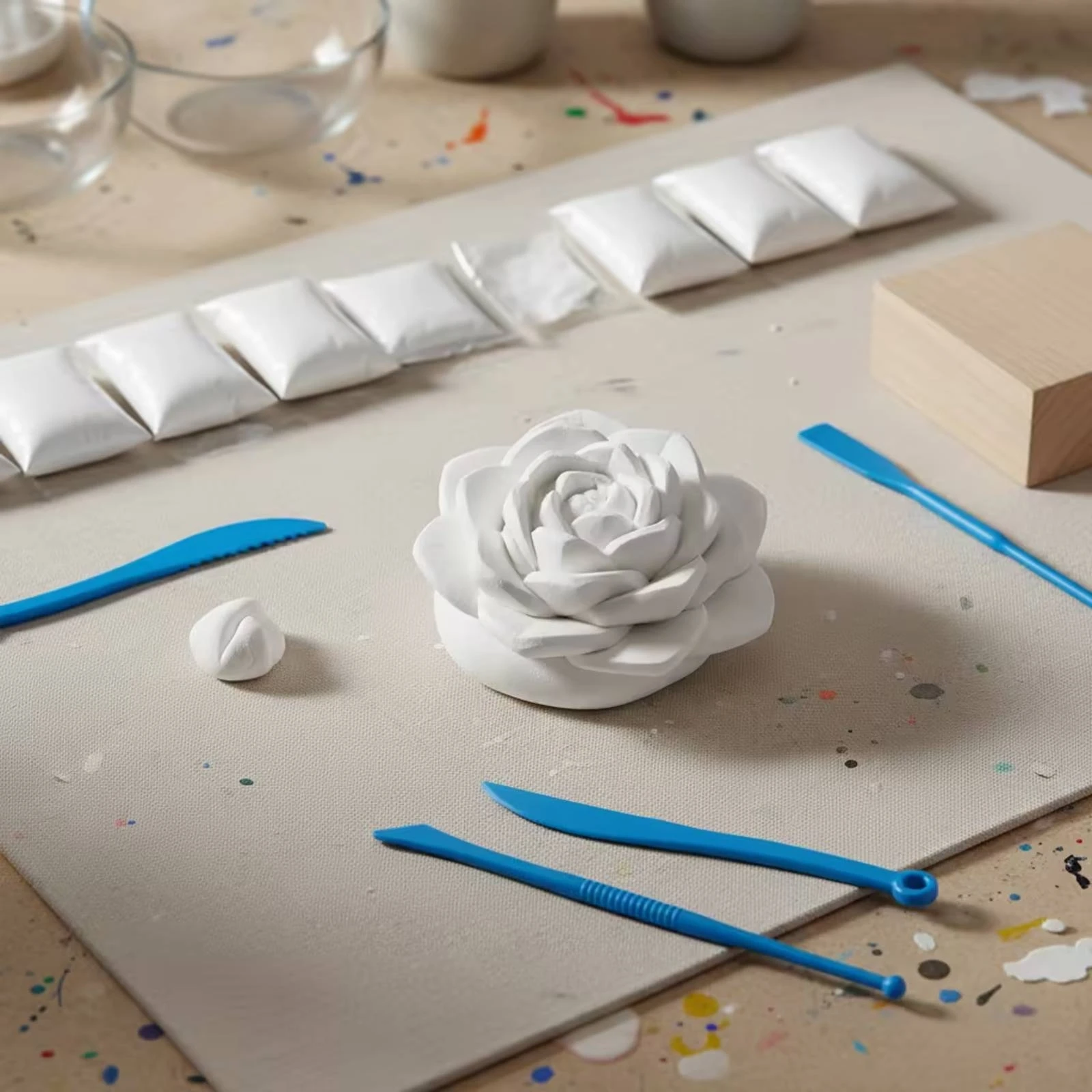 50 Pieces Foam Clay with Carving Tools Lightweight Air-Dry Foam Clay Soft No Baking Required for Children, Art Crafts