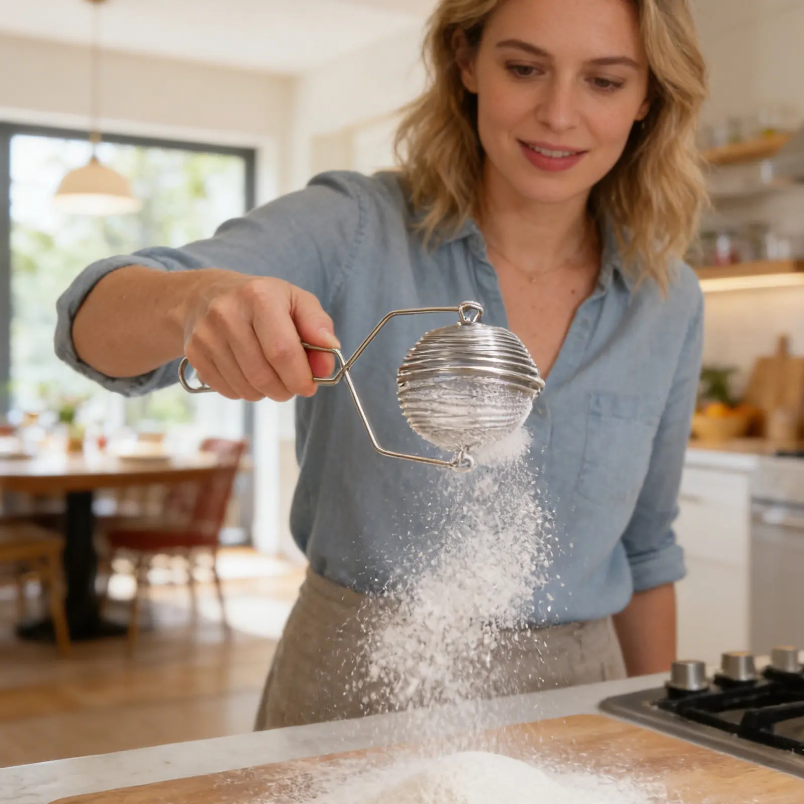 1Pcs Stainless Steel Flour Sieve Rust Proof Handheld Baking Sifting Tool Mesh Strainer for Powdered Sugar Baking Filter Kitchen
