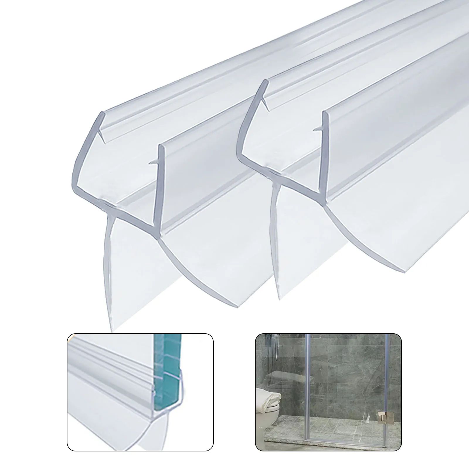 2pcs Shower Door Gasket Seal Strip 60cm 14/17/23mm Belt Replacement Parts For Water Deflector Shower Glass Bathroom Accessories