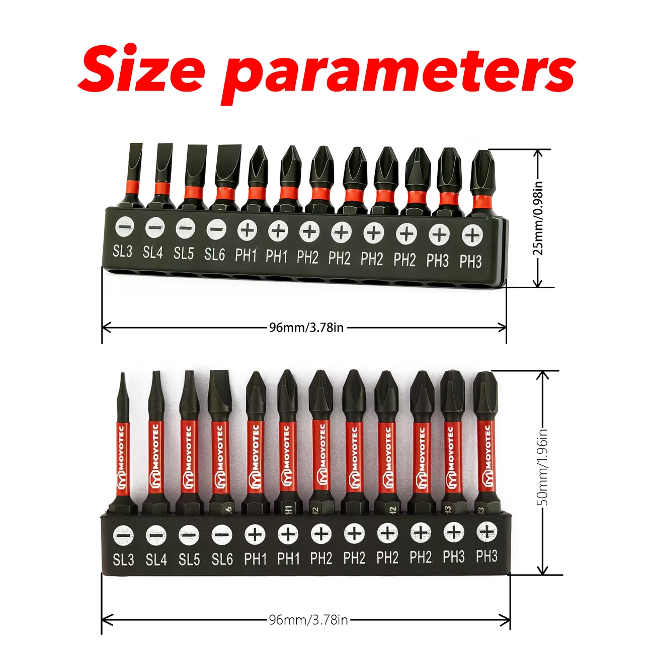 S2-Schraubendreherbits aus hochfestem legiertem Stahl, stoßfest, 12/24-teiliges Set mit Phillips- und Flachkopf-Bits für vielseitige Anwendungen, 25-mm-/50-mm-Bits mit doppelter Länge, universelle Schraubendreherbits für Elektrobohrmaschinen. – Detail 2