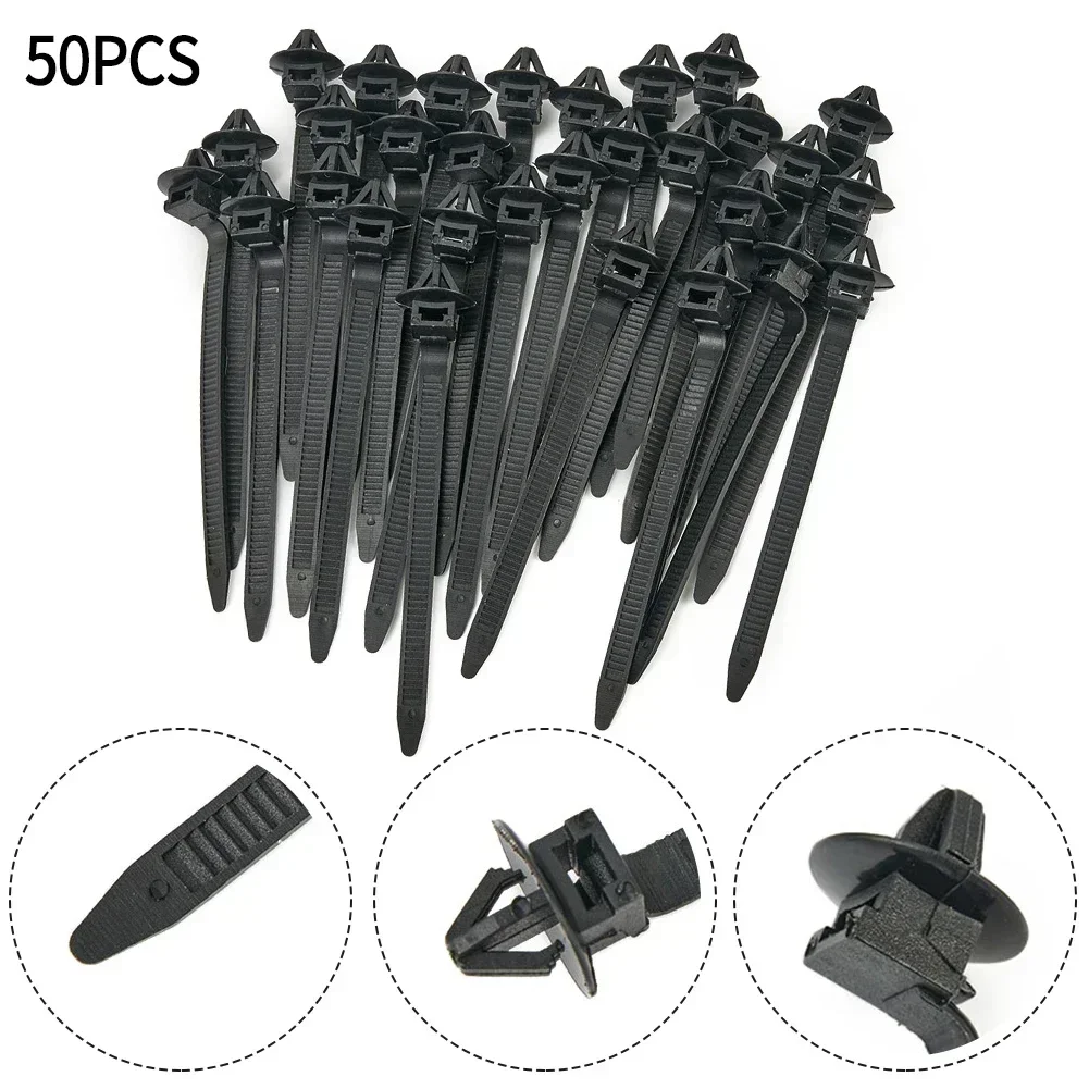 50pcs Self-locking Plastic Nylon Cable Tie Nylon Cable Tie Wrap Fixed Fastener Clips Car Hose Fastening Zip Strap Kit