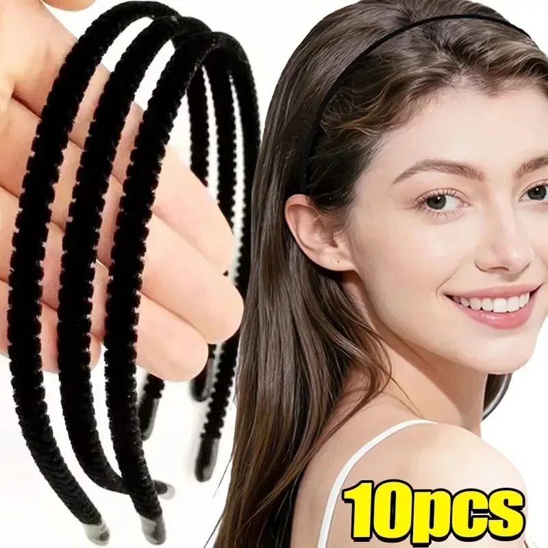 20PC 5mm Versatile Black Velvet Wrapped Hairband for Girls Korean Simple Classic DIY Thin Headband Face Washing Hair Accessory - view 3