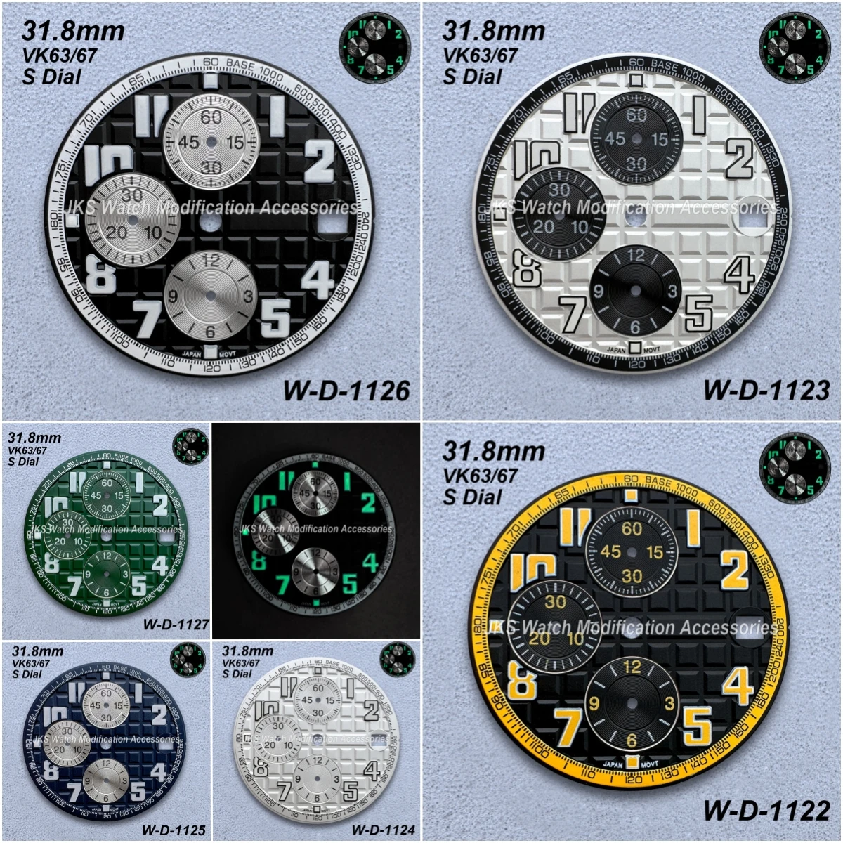 

31.8mm S Logo Panda Oak Dial Fit VK63/67 Quartz Movement Green Luminous High-Quality Watch Modification Accessories