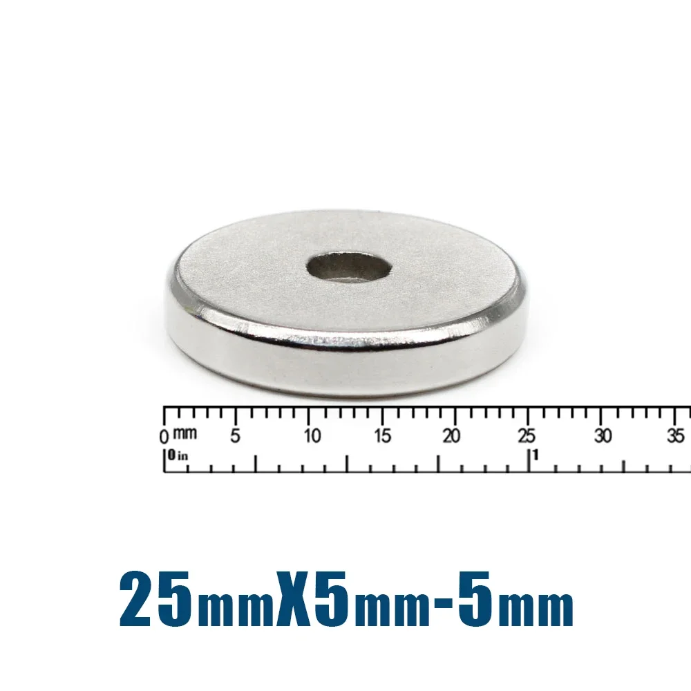 2/5/10/20Pcs 25x5-5mm Small Round Super Strong N35 Search Magnet Countersunk Neodymium Magnet Disc Imanes Fishing Magnet