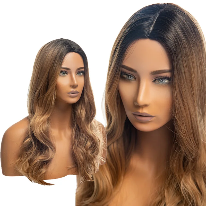 Half-body Mannequin Female Model Head with Double Shoulder, Wig, Accessories and Hat Display Prop, Window Display Mannequin Head