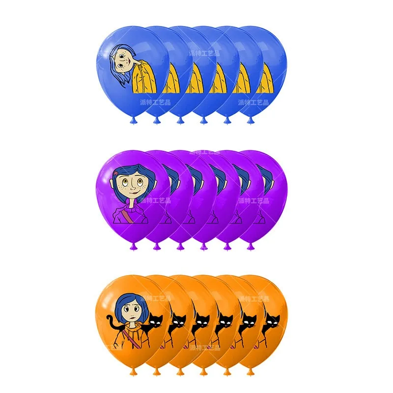 18pcs Hot Movies Coraline The Secret Door Balloon Birthday Party Supplies Banner Decoration Ballon Decor view 2