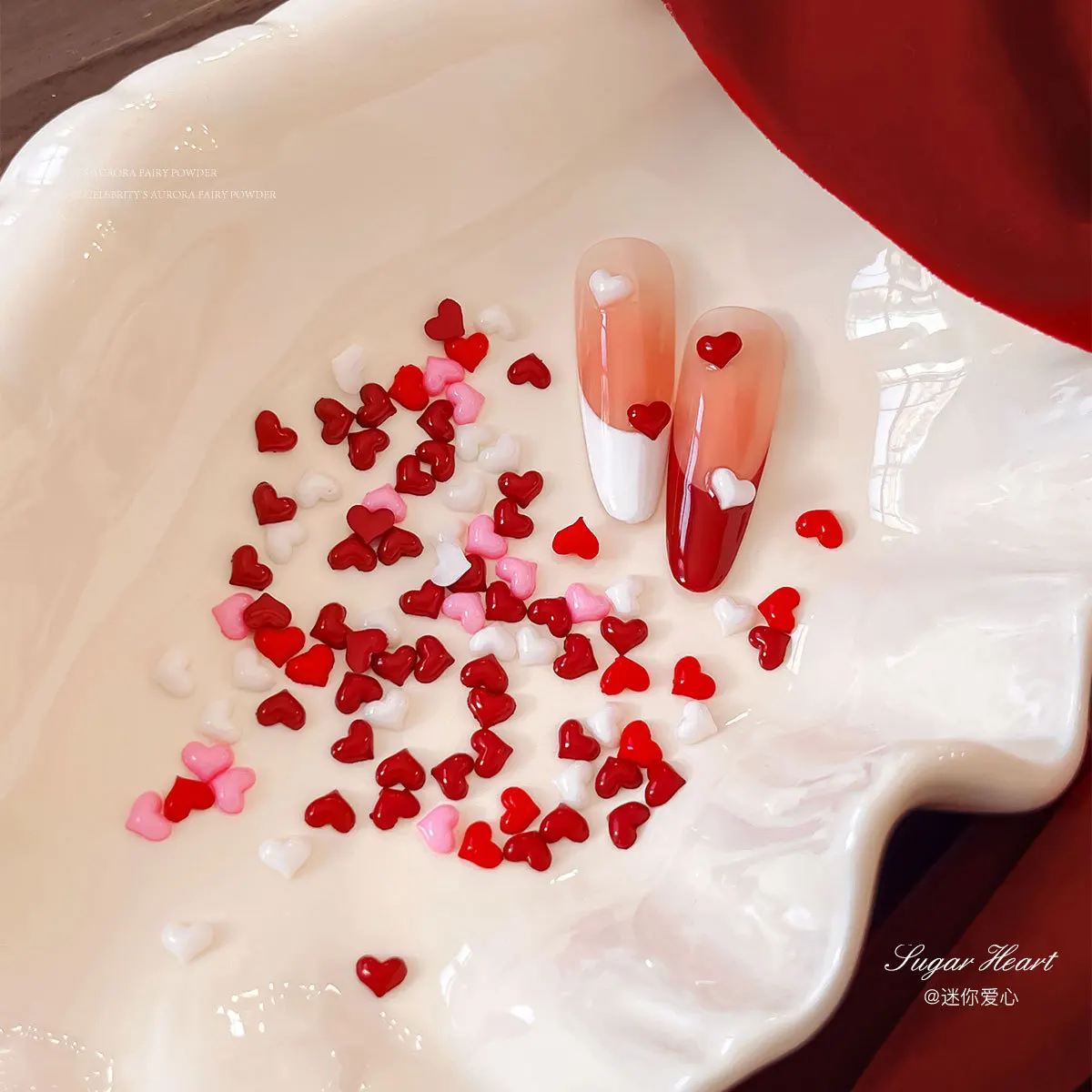 20Pcs 3D Mini Heart Resin Nail Charms White Red Love Heart Flatback Nail Decoration For DIY Sweet Manicure Valentine Nail Parts