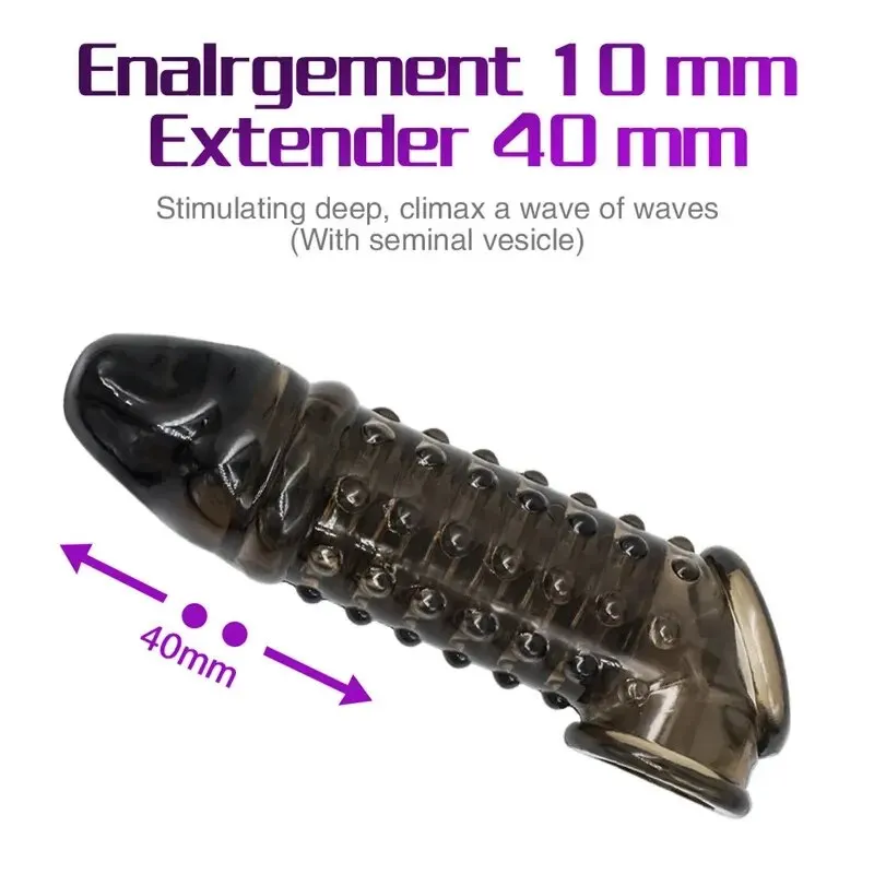 Reusable Penis Extender Cock Rings Delay Ejaculation Penis Condoms Dick Sleeve Silicone Glans Cover Enlargement Sex Toys For Men