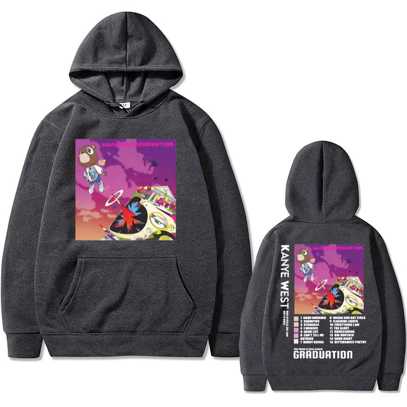 Rapper Kanye West Graduation Graphic Hoodie Male Y2k Streetwear Men Hip Hop Gothic Sweatshirt Male Tops Oversized Men's Hoodies