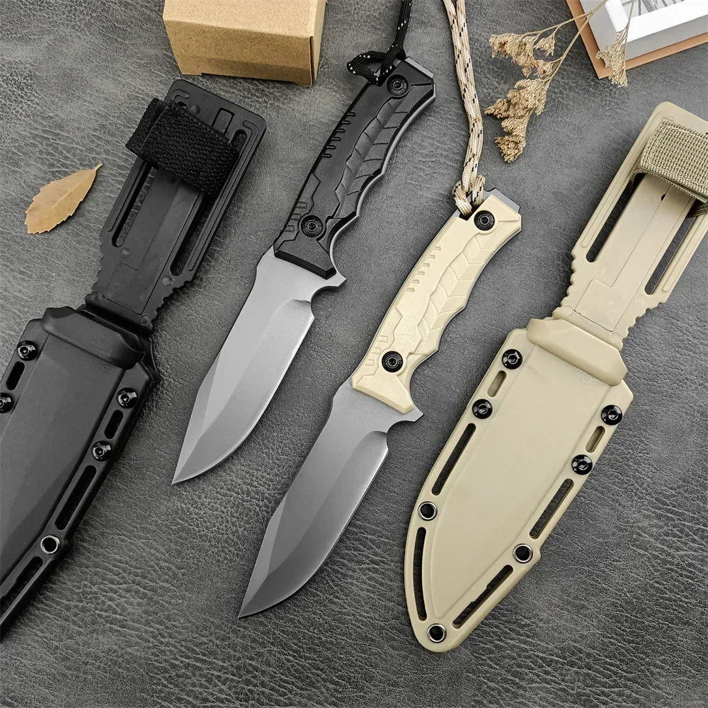 Hot Sale Tactical Fixed Blade Knife 8Cr13Mov Blade Nylon Fiber Handle Outdoor Rescue Combat Military Tool with Sheath