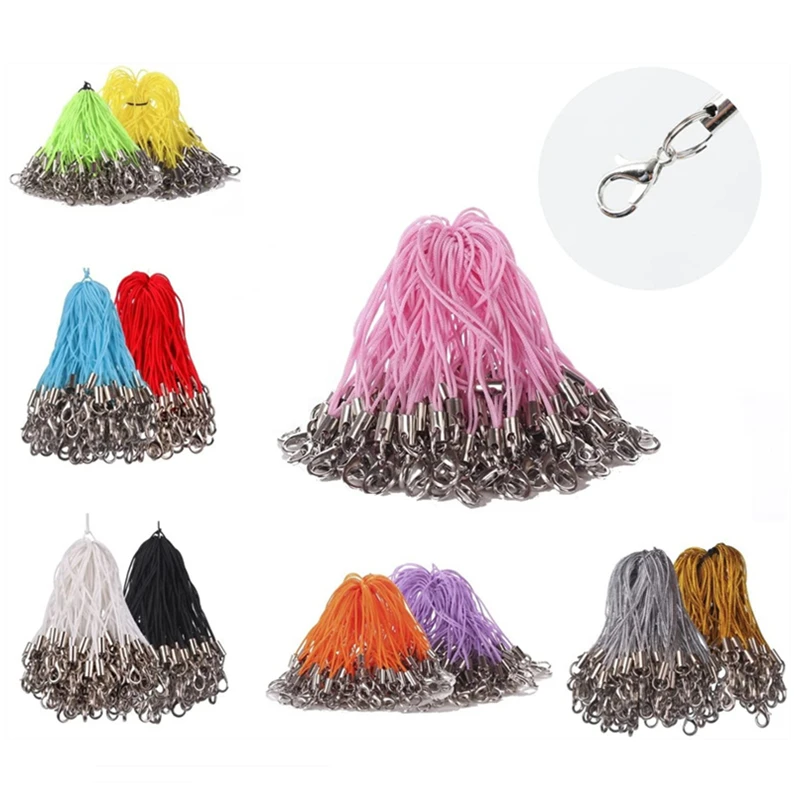 100pcs/lot Cell Phone Lanyard Strap Cords Hook Rope With Lobster Clasp Keychain Keyring Fobs For Charm Jewelry Findings Making