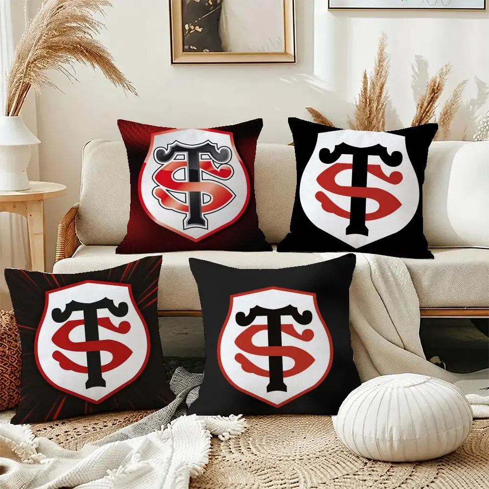 Elite Team Stade Toulousain Cushion Cover Short Plush Pillowcase, Washable Wrinkle Resistant Cover for Bedroom Gift