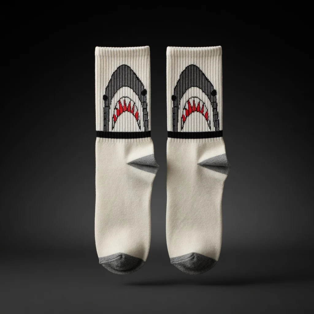 Spring Summer High Quality Fashion Shark Pattern Socks For Women Men Color Blocked Hip Hop Style Street Skateboard Casual Socks