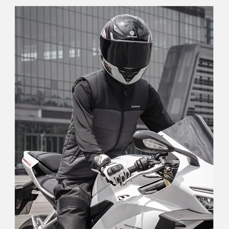 SCOYCO JK340 Electric Heated Motorcycle Vest Graphene Thermal Windproof Warm Riding Vest for Autumn Winter Moto Touring