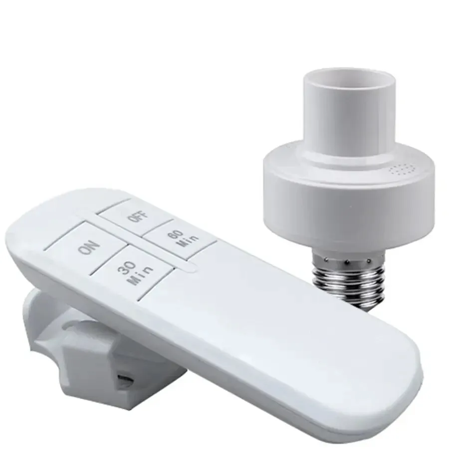 Smart Timer Switch Wireless Remote Control E27 15m Range Lamp Holder 110V~ 220V ON Off Light Bulb Base Socket Intelligent