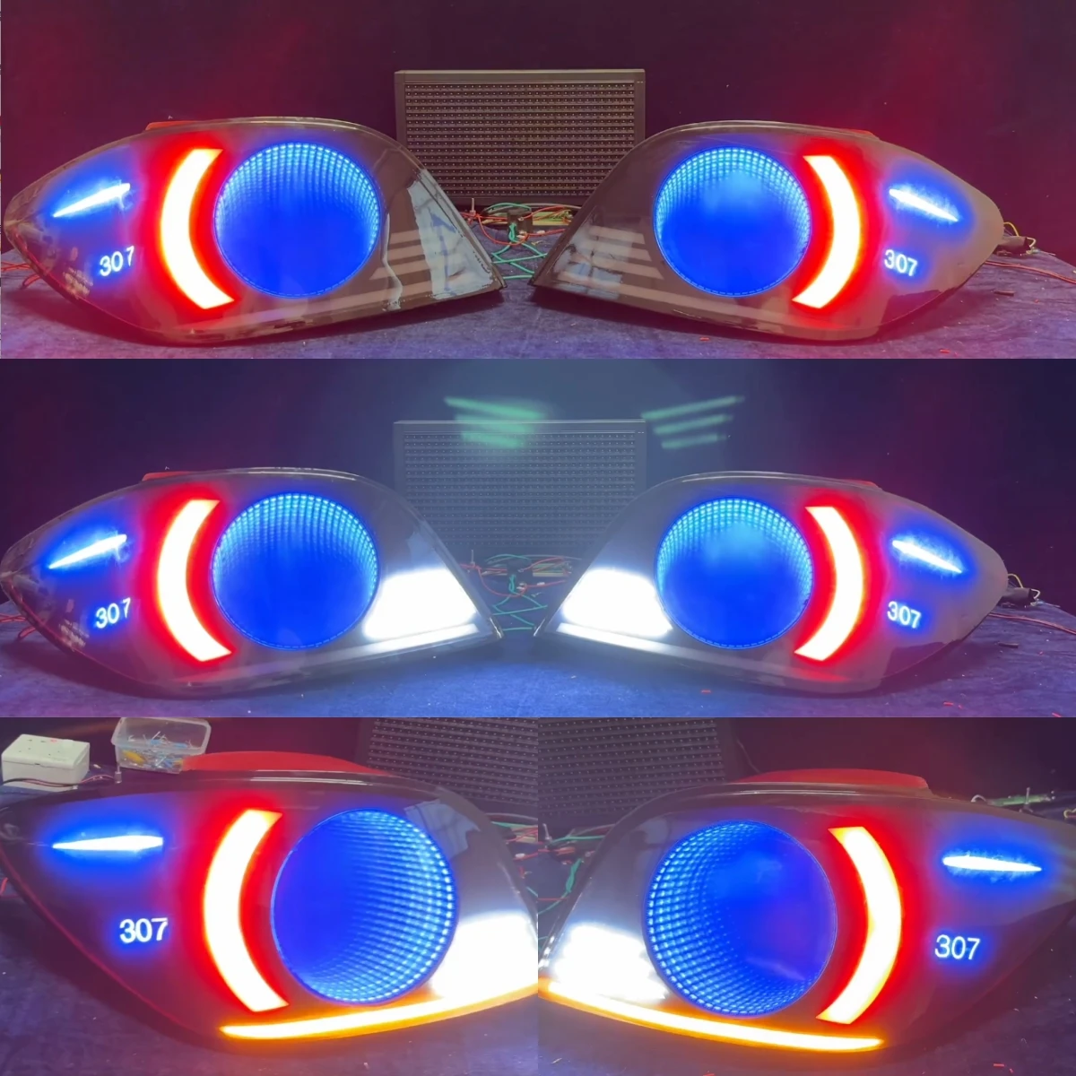 

Car led modified tail light assembly rear lamp 2pcs for Peugeot 307 brake Reverse lights with dynamic turn signal