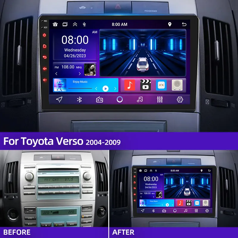 2Din Android 11 Car Stereo Radio Multimedia Video Player For Toyota Corolla Verso AR10 2004-2009 Navigation GPS Carplay