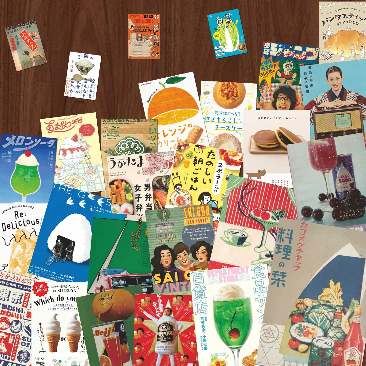 Japanese Lifestyle Food - 66pcs Vintage Japanese Food Stickers |