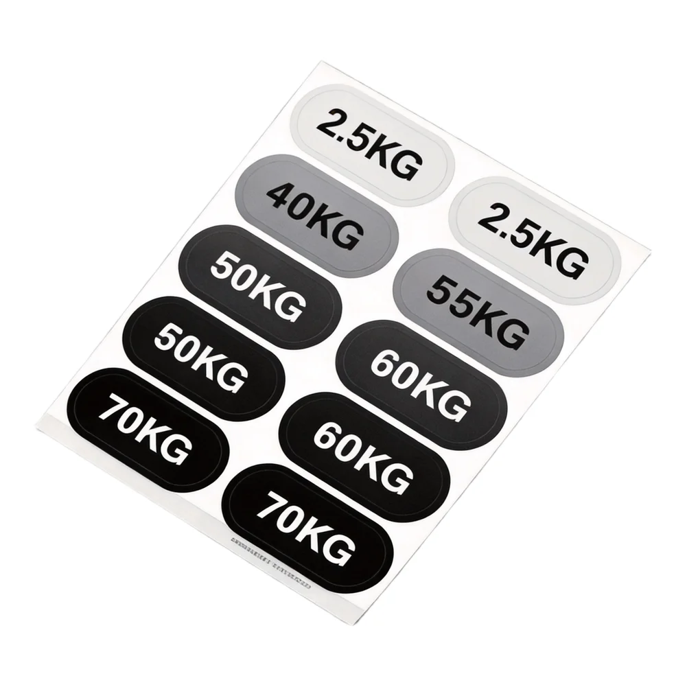 2pcs Fitness Label Stickers for Weight Equipment Clear Numbering 2.5kg to 70kg Plastic Sheets 2x6.5cm Strong Adhesion
