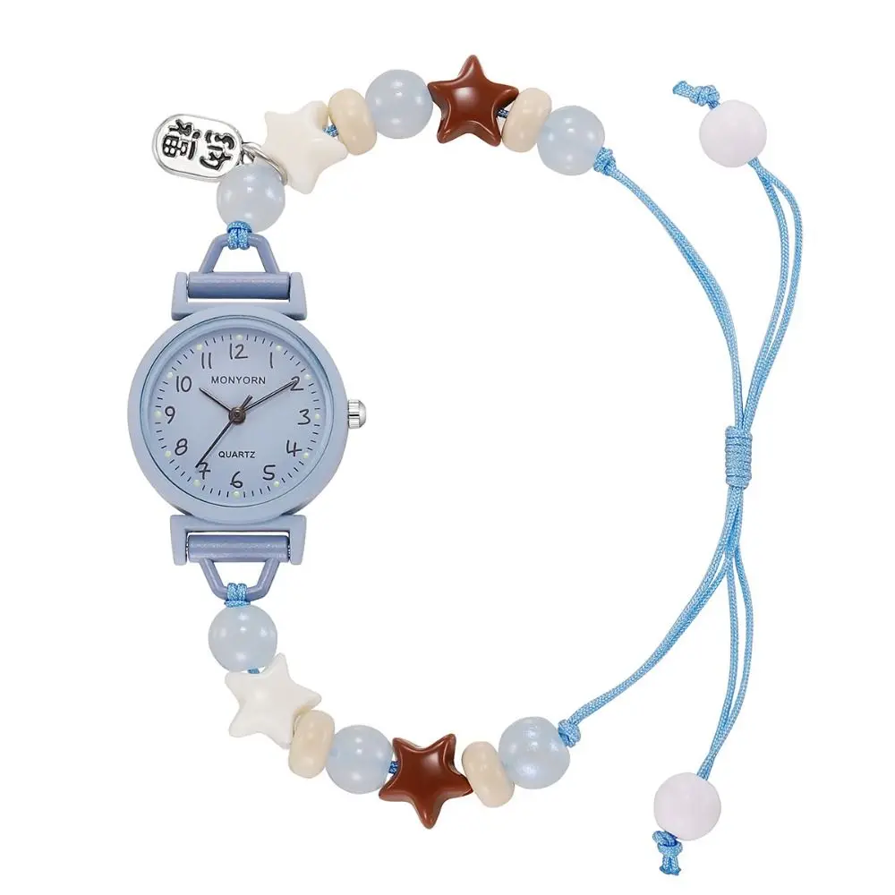 Fashion Sweet Bracelet Watch Adjustable Beaded Star Chain Watch Dopamine Pendant Quartz Watch for Women Girls
