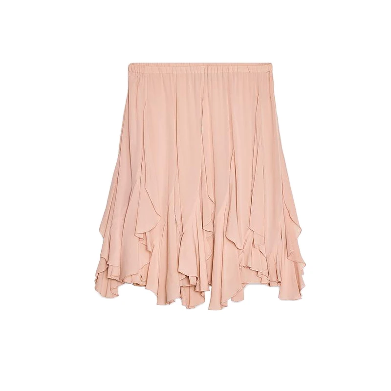 Jupe Vaion Sle ort taille haute pour femmes, ourlet asymétrique, décoration superposée, jupes en Polyester respectueuses des déplacements, été