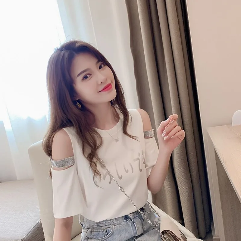 

Женская одежда, летняя корейская мода с принтом, однотонный женский кардиган с круглым вырезом и короткими рукавами, универсальный тонкий кардиган с открытыми плечами