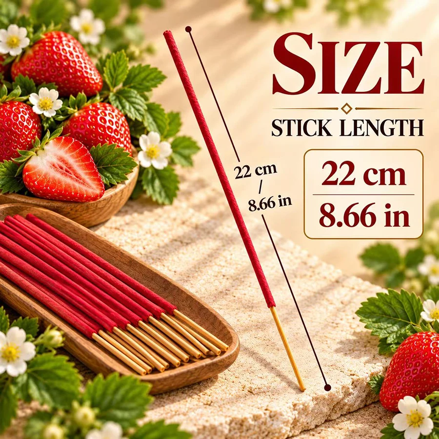 Strawberry fragrance wand, prolongs burning time, artificial wood seasonal fragrance, suitable for home, camping, garden, swimmi