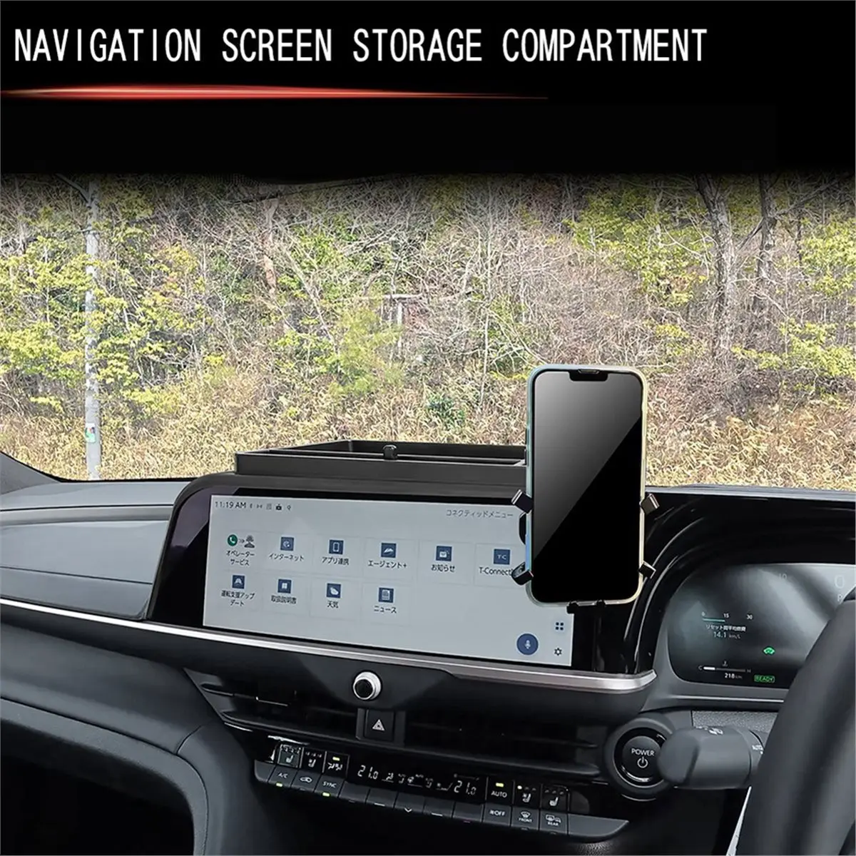 update. Car Navigation Screen Storage Box with Phone Bracket for Toyota Crown Crossover 2023 Car Interior Accessories