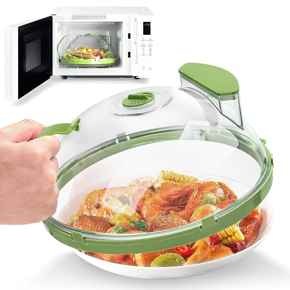 Microwave Splash Cover for Food Microwave Splatter Cover with Handle Heat Resistance Microwave Heating Cover Kitchen Gadgets