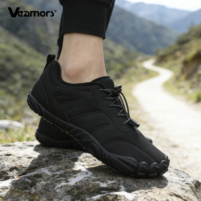 Plush Warm Hiking Shoes Women's Winter Cotton Shoes Men's Non-slip Trekking Camping Sneakers Elastic Training Sports Shoes