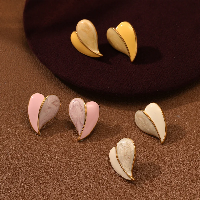 1Pair Light Luxury Temperament Unique Heart Stud Earrings For Women Girls Fashion Simple Advanced Sense Earrings Jewelry Gifts