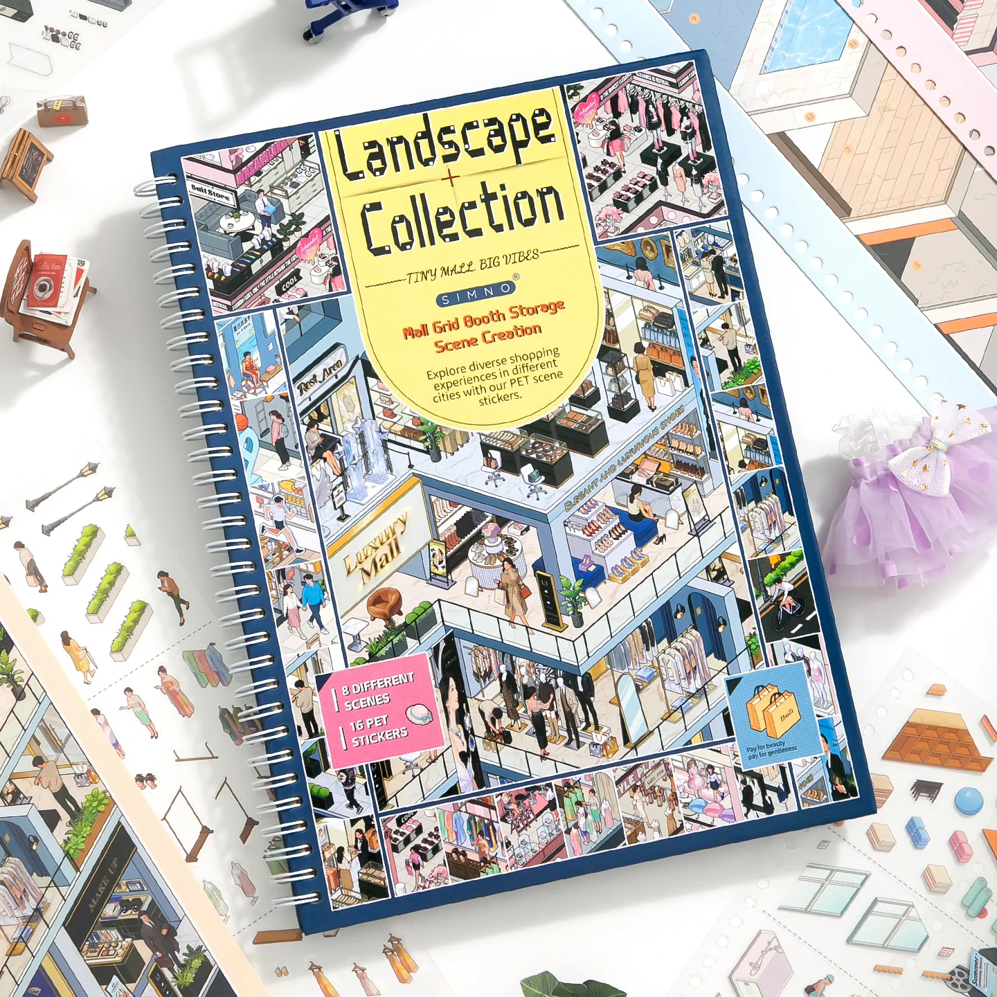 

3D Micro Immersive Storage Sticker Collection Book, Exquisite Illustrations, PET Die Cut Stickers Handmade Collage