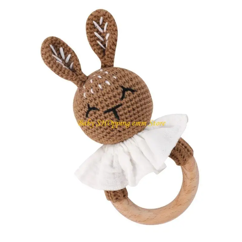 23GD Crochet Rabbit pasgeborenen rammelen Baby Teel Toon Toy Handbell Hand Grijp Muziek Rattle Baby Tearding Toy Infant Chewing