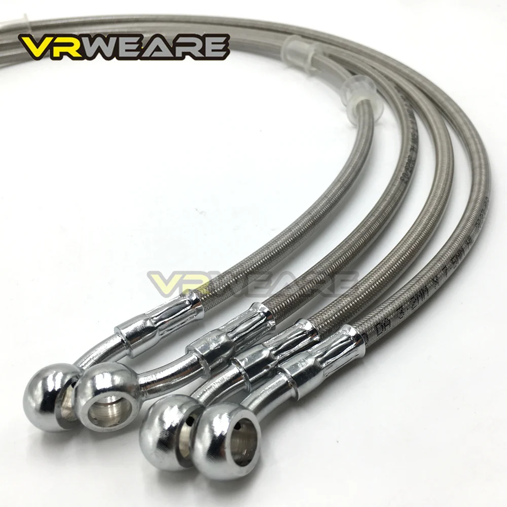 Tuyau de frein hydraulique pour moto, câble tressé uniquement en argent, tuyau banjo 10mm, Suzuki Kawasaki Yamaha Honda RL, 300-2200mm