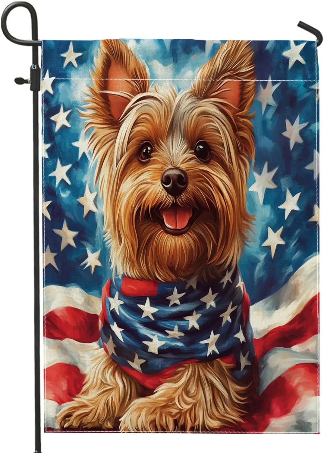 4th of July Yorkie Garden Flags 12x18 Inch for Outside, American Independence Dog Standard Vertical Linen Flags for House, P uui